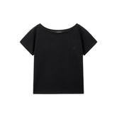 Women's Embroidered Boat-Neck T-Shirt